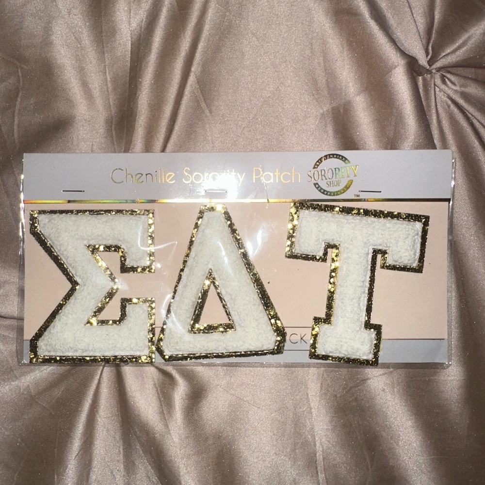 Sigma Delta Tau Gold and White Sorority Patches